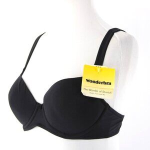 Wonderbra Sz 32C Black Nylon Blend 7880 Nylon Blend Cotton Lined Cups Bra